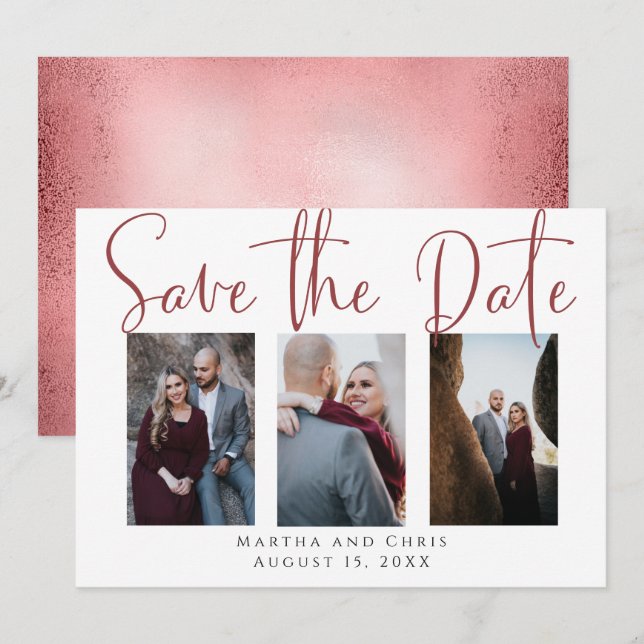 Spara det moderna skriptet Date 3 Photo Ro Guld Datumet (Fram/baksida)