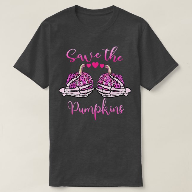 Spara din pumpkins Breast Cancer Awareness Hallow T Shirt (Design framsida)