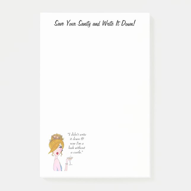 "Spara din sanitet och Skriva ner den!" DIVA Post-it Block (Framsida)
