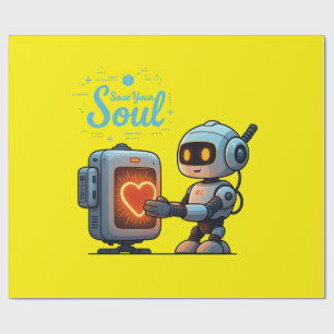 Spara din Soul Cute Robot Holding Heart - Futurist Presentpapper