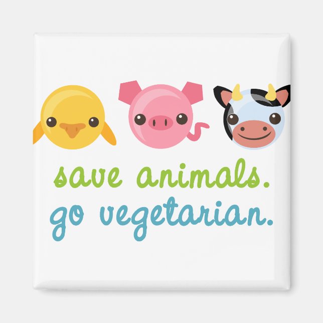 Spara Djuren går i vegetariskt tillstånd Magnet (Framsidan)
