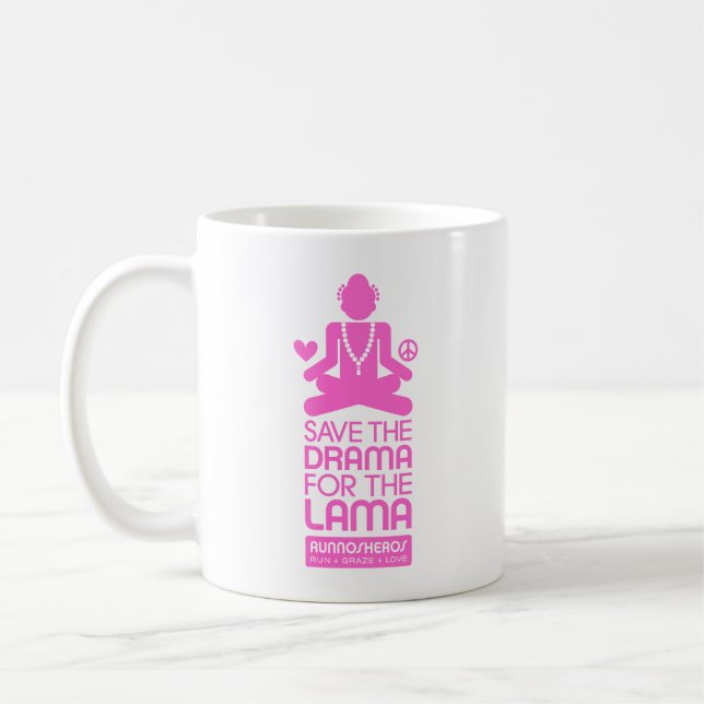 Spara dramat för lamaen - shock rosa kaffemugg (Vänster)