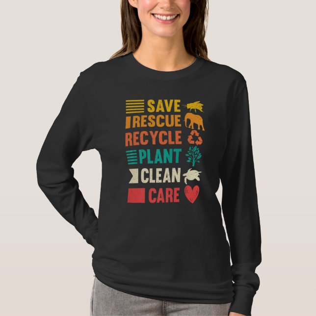 Spara Earth Day Environment Awareness T Shirt (Framsida)