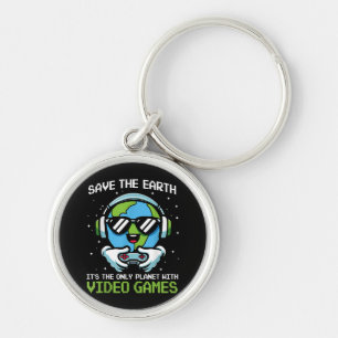 Spara Earth Gamer Design - Ljusets helgdag - Ga Rund Silverfärgad Nyckelring