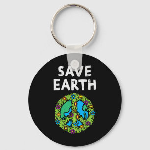 Spara Earth Peace Symbol Sign Flowers Environmenta Nyckelring