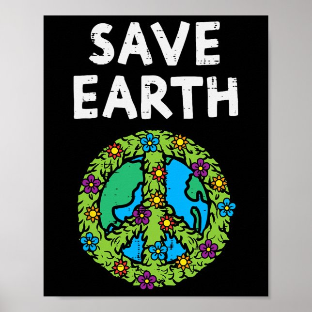 Spara Earth Peace Symbol Sign Flowers Environmenta Poster (Framsidan)