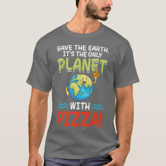 Spara Earth Planet med Pizza World Funny Earth Day T Shirt
