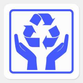 Spara Earth Recycling Blue Symbol Fyrkantigt Klistermärke