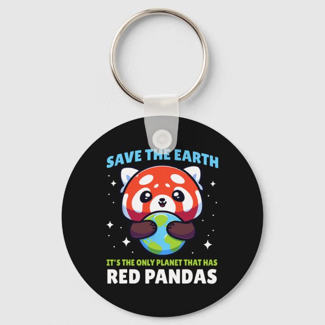 Spara Earth Red Panda Design - Funny Animal Earth  Nyckelring (Framsida)