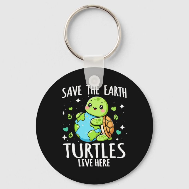 Spara Earth Turtle Design - Lena djurjorddagen Nyckelring (Framsida)