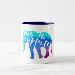 Spara elefanterna. Calligraphy grafisk konst Två-Tonad Mugg