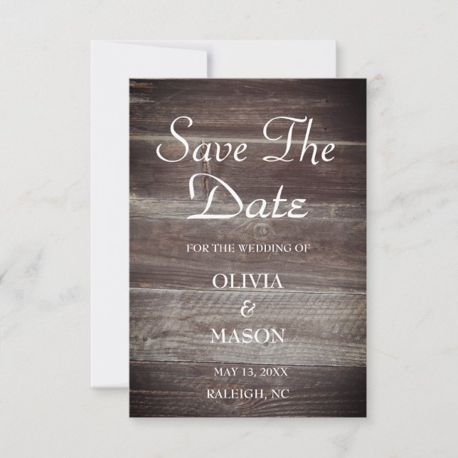 Spara Eleganten Date Rustic Wood som texturerats Datumet (Framsida)