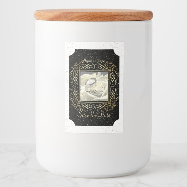 Spara Eleganten Date, skript för guldfärgade punkt Mat Etikett (Framsida)