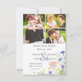 Spara Eleganten Date Watercolor Wildblommor Inbjudningar