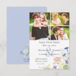 Spara Eleganten Date Watercolor Wildblommor Inbjudningar