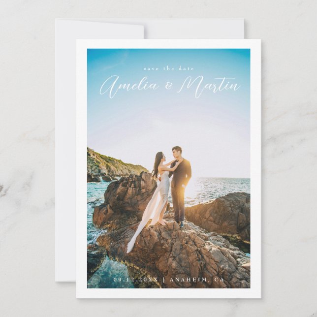 Spara eleganten Datum porträtt med vit Gräns Spara Datumet (Framsida)