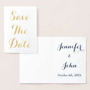Spara Eleganten Dold Foil Blue White Folierat Kort