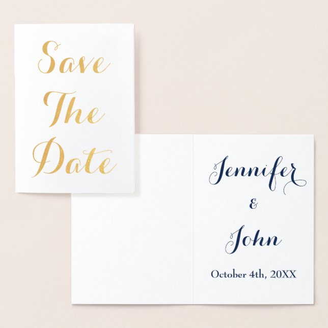 Spara Eleganten Dold Foil Blue White Folierat Kort (Display)