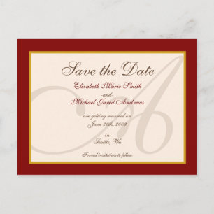 Spara Eleganten Monogram Burgundy-vykort Meddelande Vykort