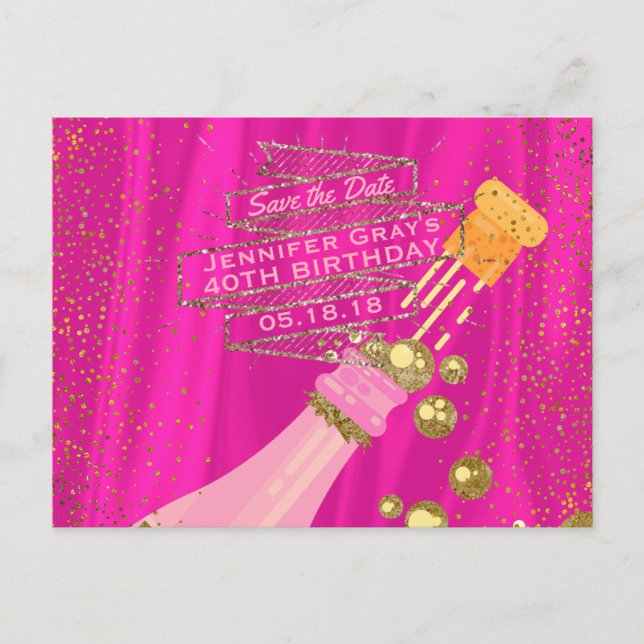 Spara Eleganten Womans Champagne Birthday Meddelande Vykort (Framsida)