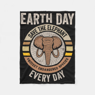 Spara Elephant Earth Day Protection Endangered Ani Fleecefilt