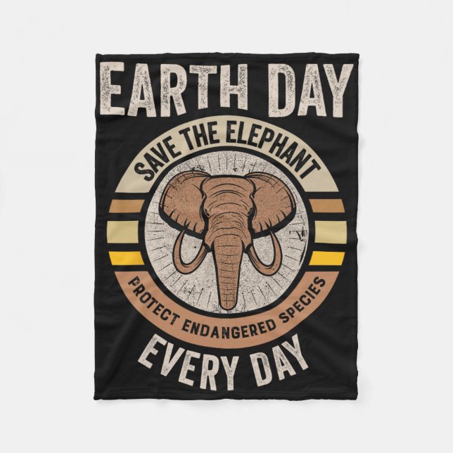 Spara Elephant Earth Day Protection Endangered Ani Fleecefilt (Framsidan)