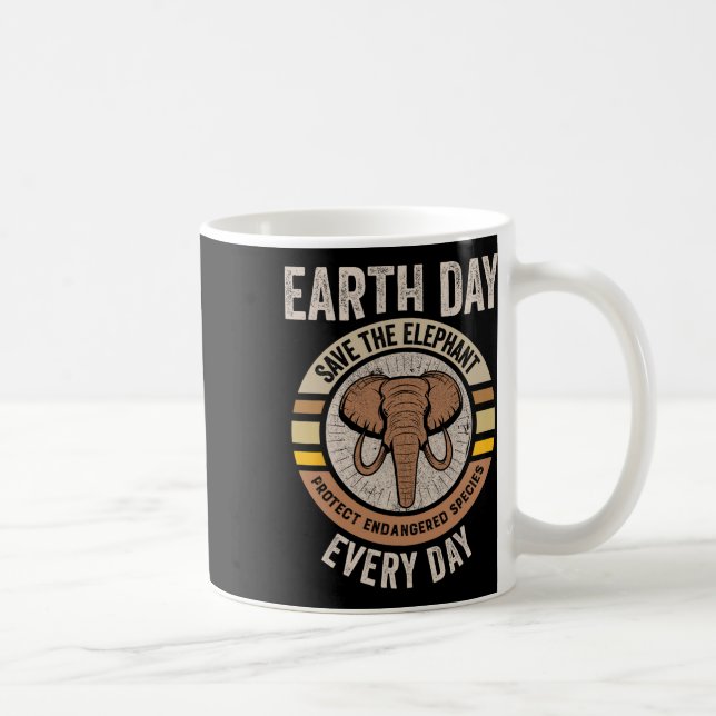 Spara Elephant Earth Day Protection Endangered Ani Kaffemugg (Höger)