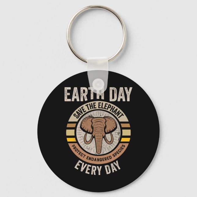 Spara Elephant Earth Day Protection Endangered Ani Nyckelring (Framsida)
