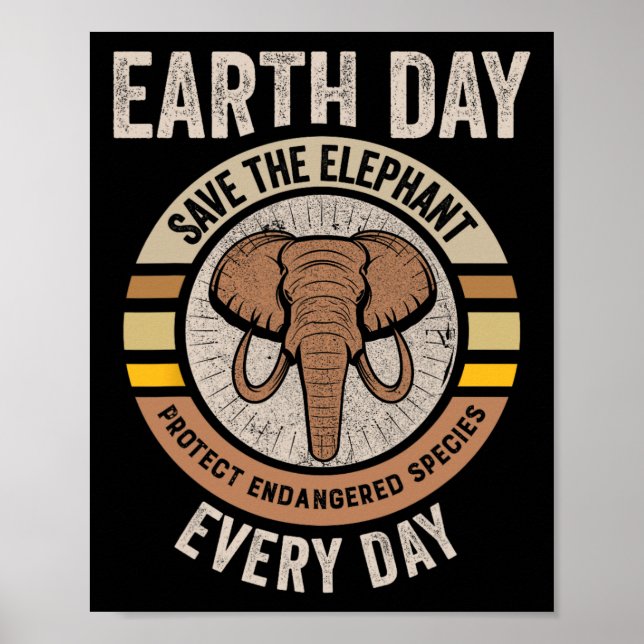 Spara Elephant Earth Day Protection Endangered Ani Poster (Framsidan)