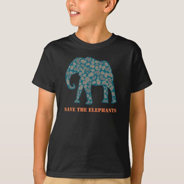 Spara Elephants Kids Anpassningsbar Black T-shirt (Framsida)