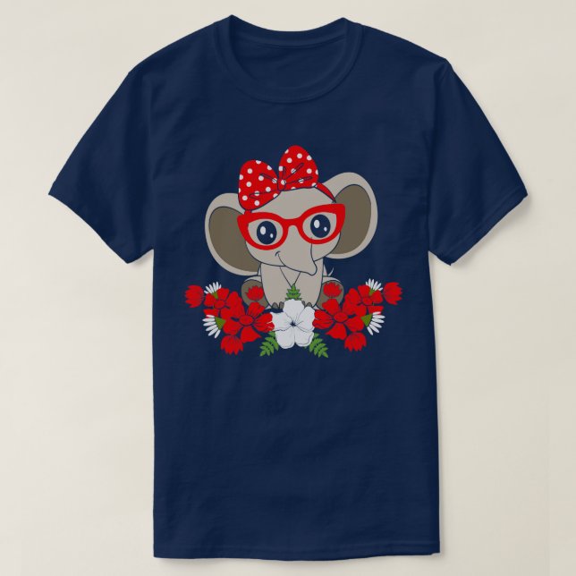 Spara Elephants Mamma Red Bow World Elephant Day T Shirt (Design framsida)