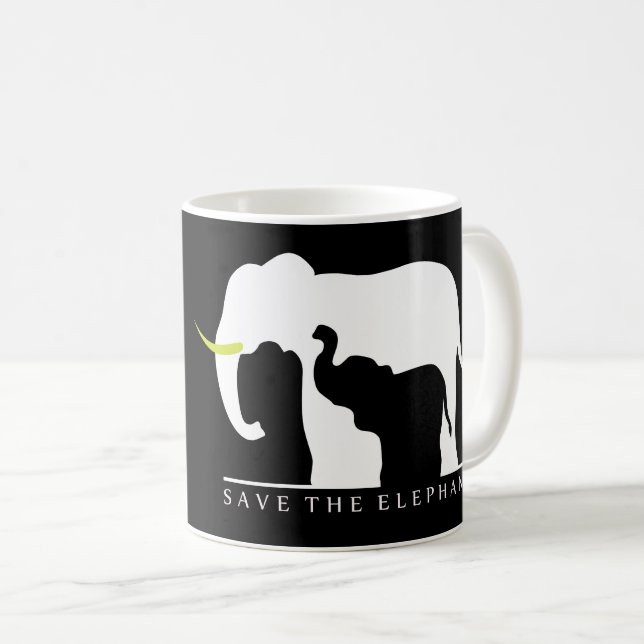 Spara Elephants (svart) Kaffemugg (Framsida höger)