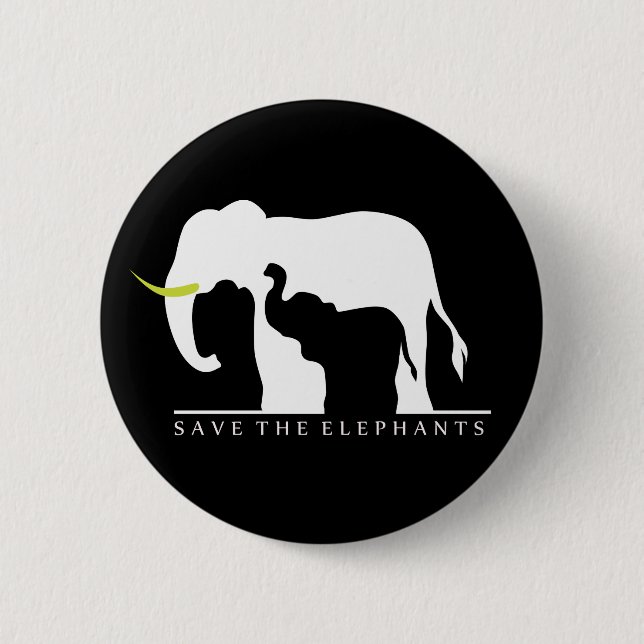 Spara Elephants (svart) Knapp (Framsida)