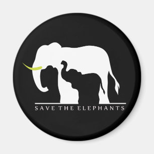 Spara Elephants (svart) Magnet