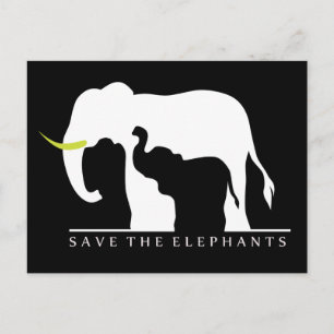 Spara Elephants (svart) Vykort