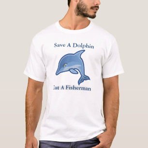 Spara en delfin äter en fiskareskjorta tee shirt