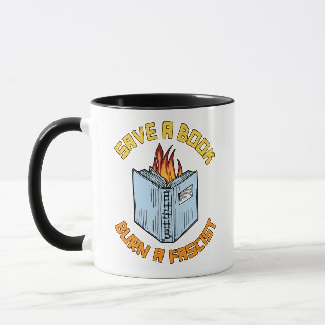 Spara en fascist vid Bok Burn Mugg (Vänster)
