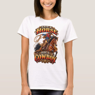 Spara en häst rid en cowboy T-Shirt