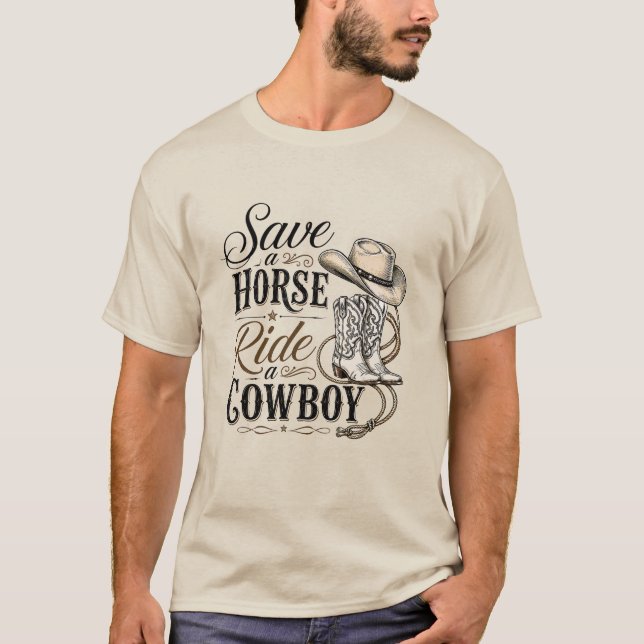 spara en häst rid en cowboy t shirt (Framsida)