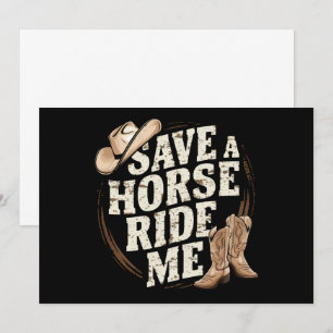 Spara en häst Rid mig Rollig Cowboy Western Inbjudningar