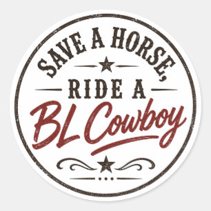 Spara en häst, rida en BL-cowboy dekal Runt Klistermärke