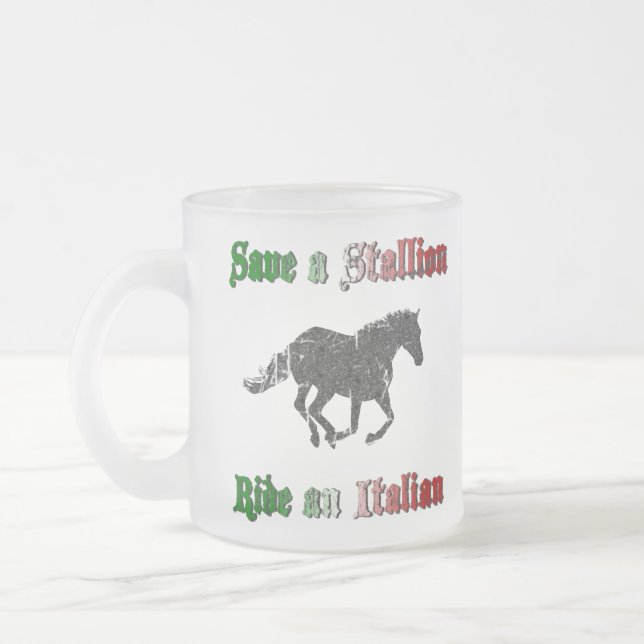 Spara en hingst Rid en italiensk frostad mugg (Vänster)