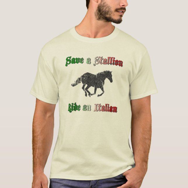 Spara en hingst Rid en italiensk mans t-shirt (Framsida)