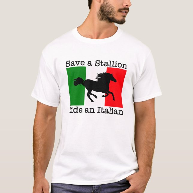 Spara en hingstritt en italiensk T-tröja Tee Shirt (Framsida)