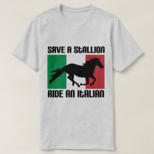 Spara en hingstritt en rolig italiensk flagga t shirt