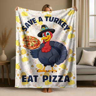 Spara En Kalkon Ät Pizza Rolig Glad Thanksgiving Fleecefilt