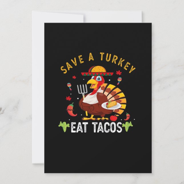 Spara En Kalkon Ät Tacos Rolig Mexikansk Julkort (Framsida)