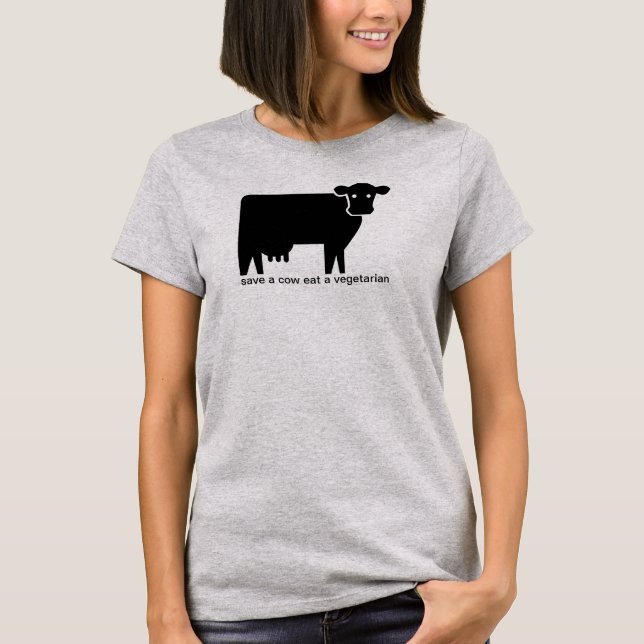 spara en ko, ät en vegetarian t shirt (Framsida)
