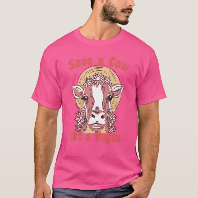 Spara en ko äter en vegan antiandrahandsvegetarian t shirt (Framsida)