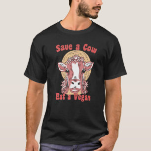 Spara en ko äter en vegan antiandrahandsvegetarian t shirt
